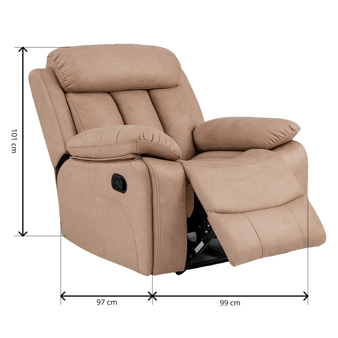 Sillón Relax Madrid Reclinable Manual 1 Plaza Beig