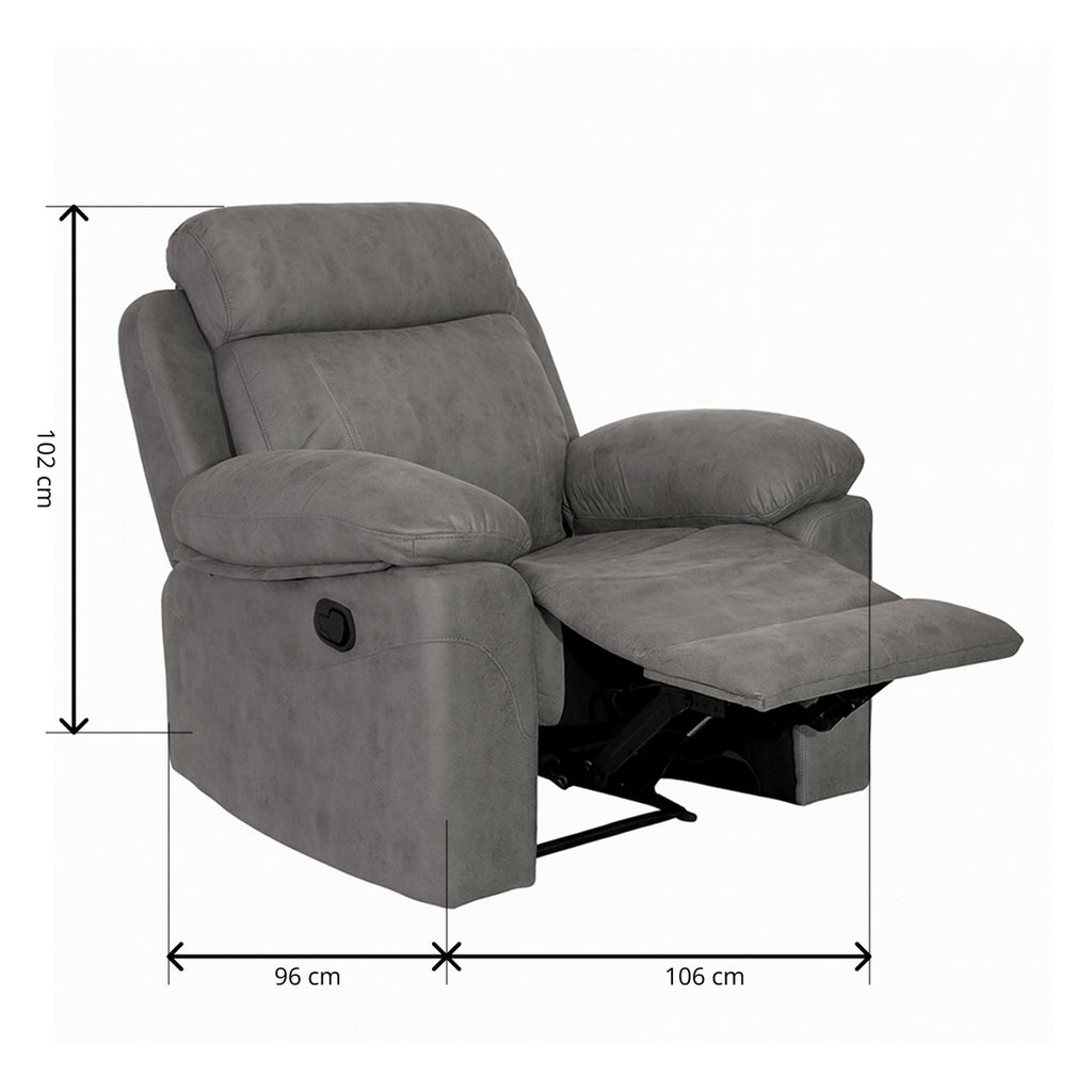 Sillón Relax Manual Menfis con Muelles Ensacados 1 Plaza Cemento