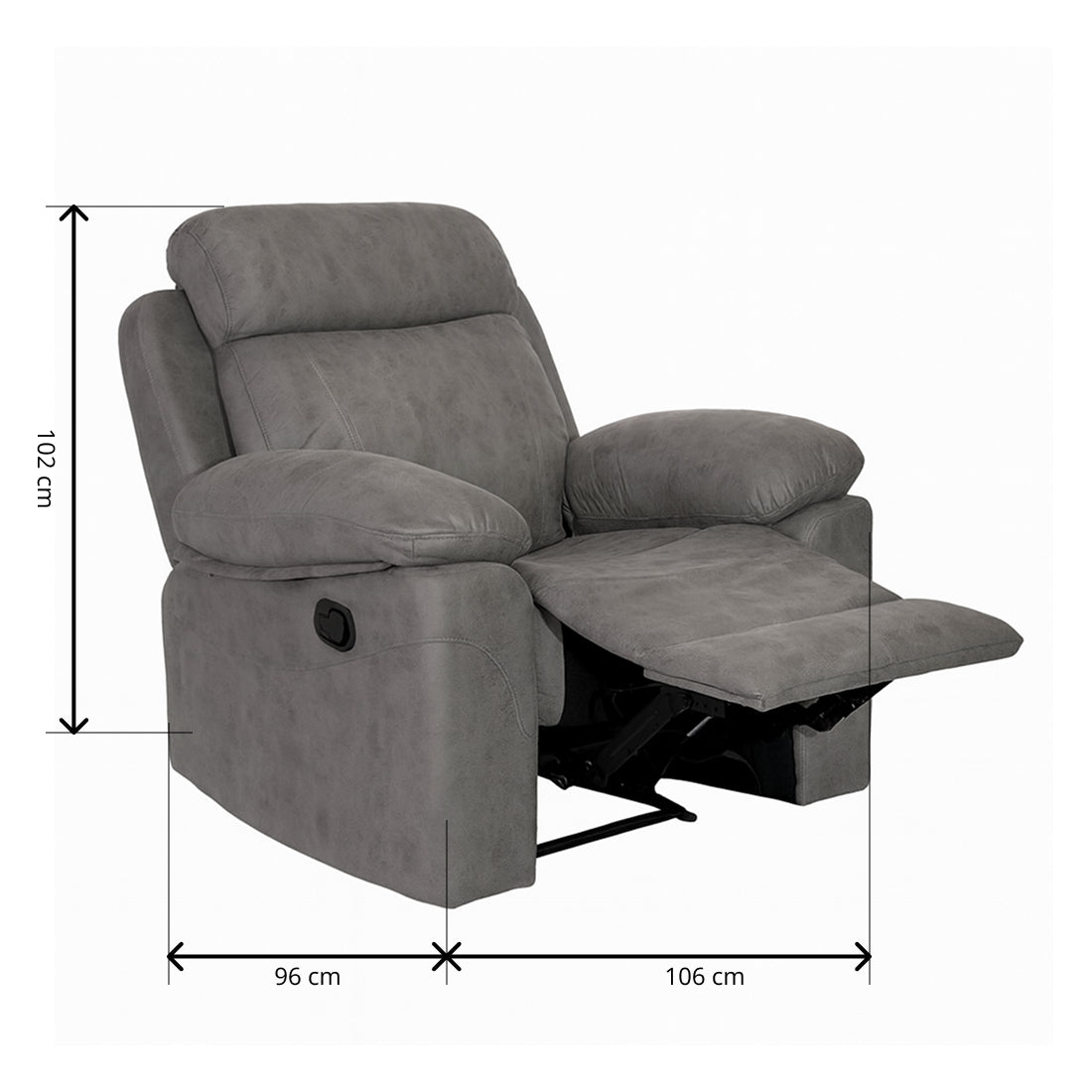 Sillón Relax Manual Menfis con Muelles Ensacados 1 Plaza Cemento