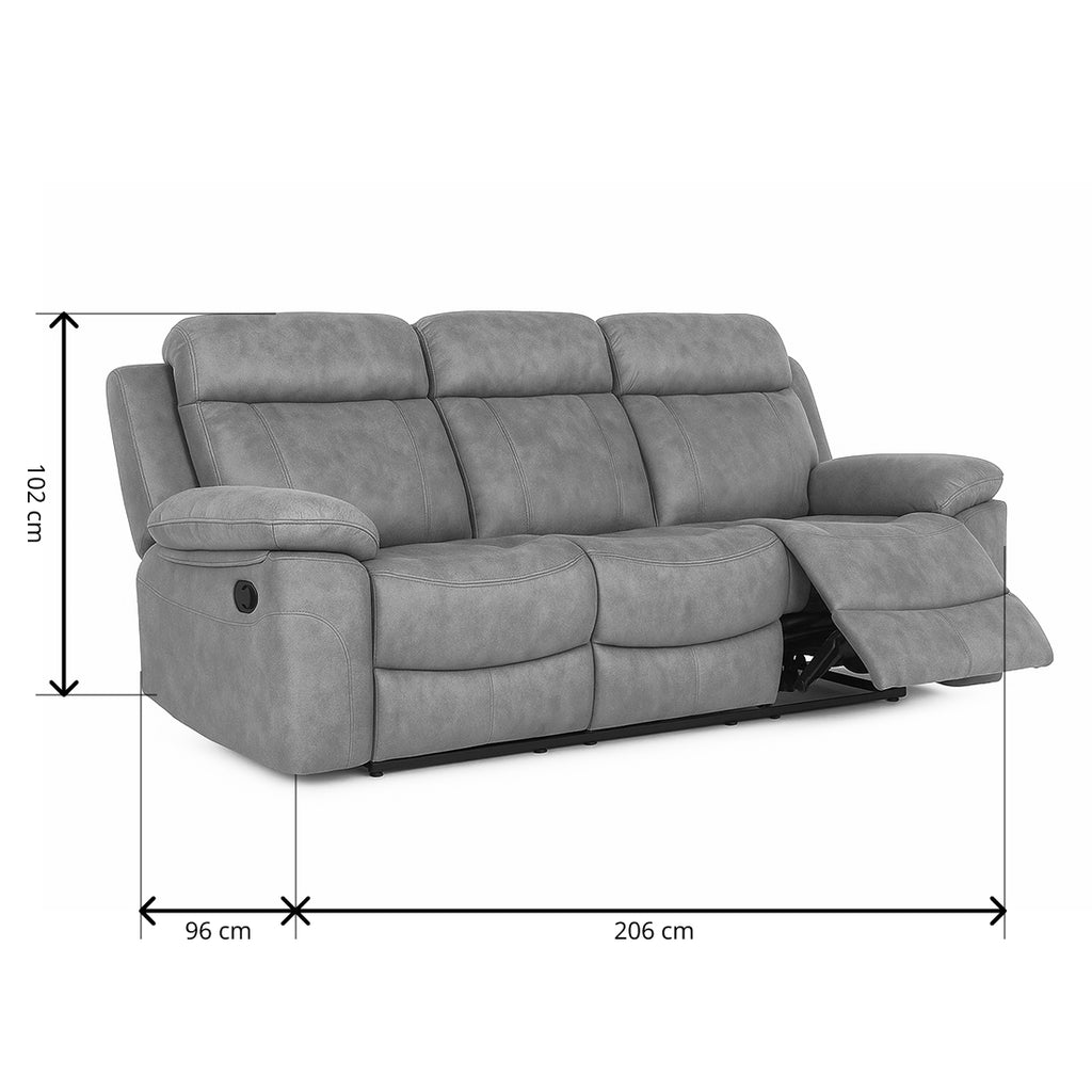 Sofá Relax Manual Menfis con Muelles Ensacados 3 Plazas Cemento