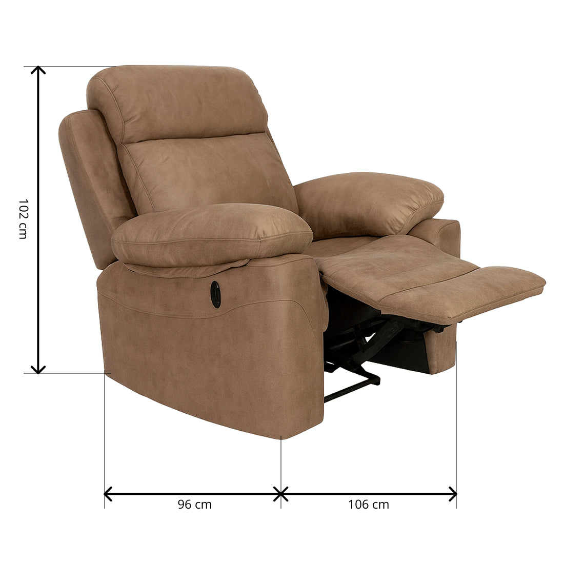 Sillón Relax Manual Menfis con Muelles Ensacados 1 Plaza Piedra