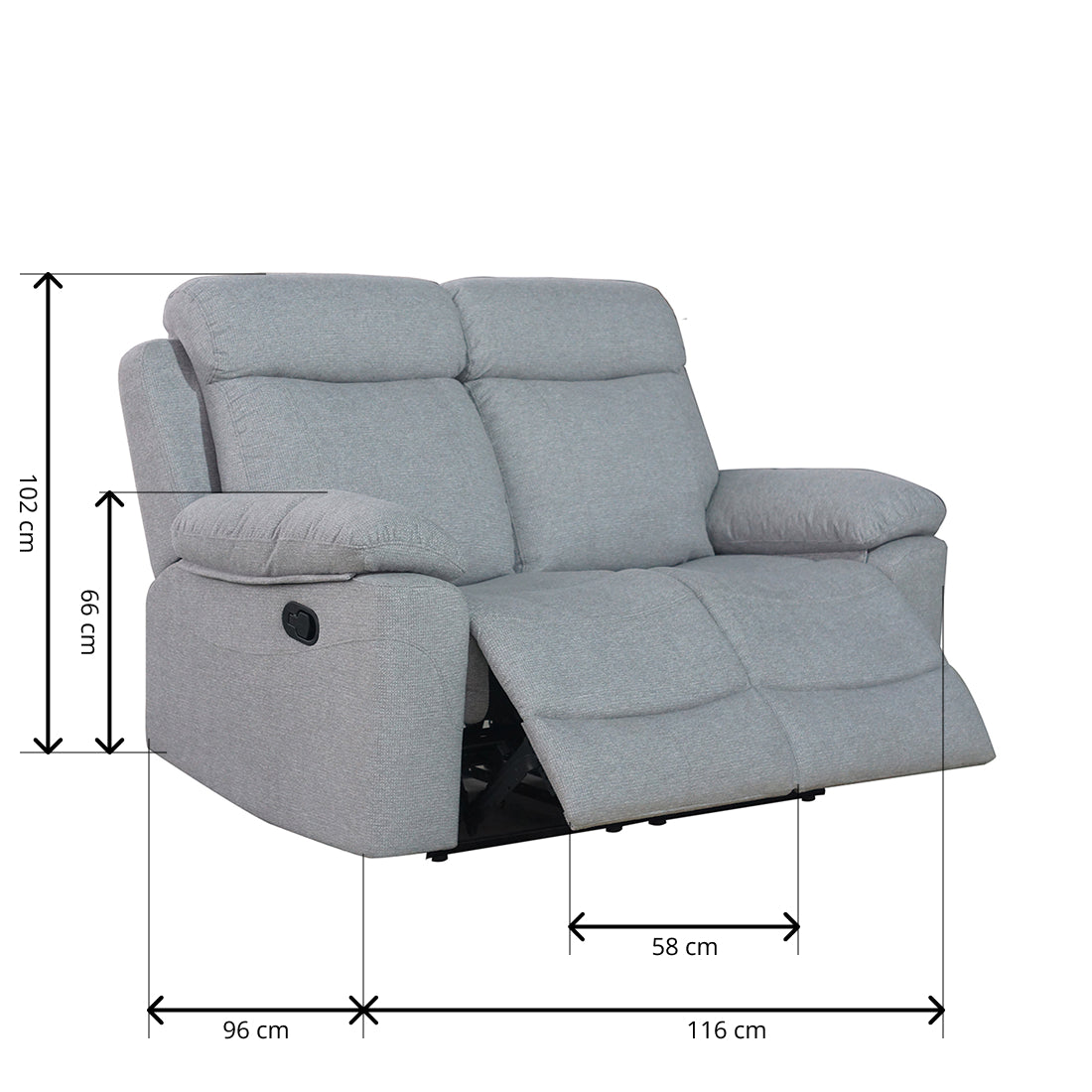 Sofá Manual Olimpo 2 Plazas Gris