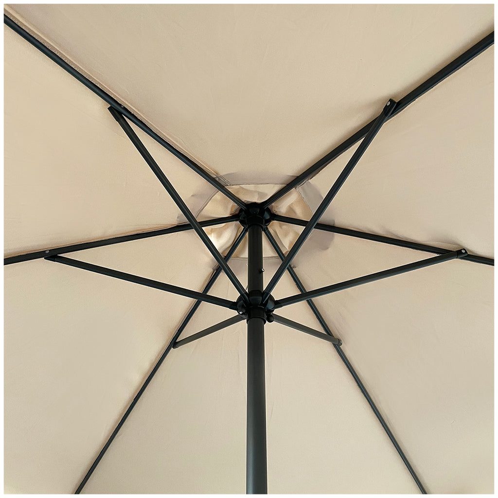 Sombrilla de 3 M con Faldón y Forro Anti UV Crema