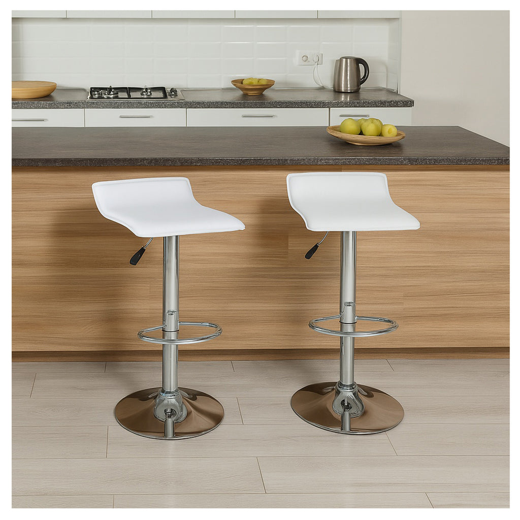 Taburete Acolchado con Altura Ajustable Blanco