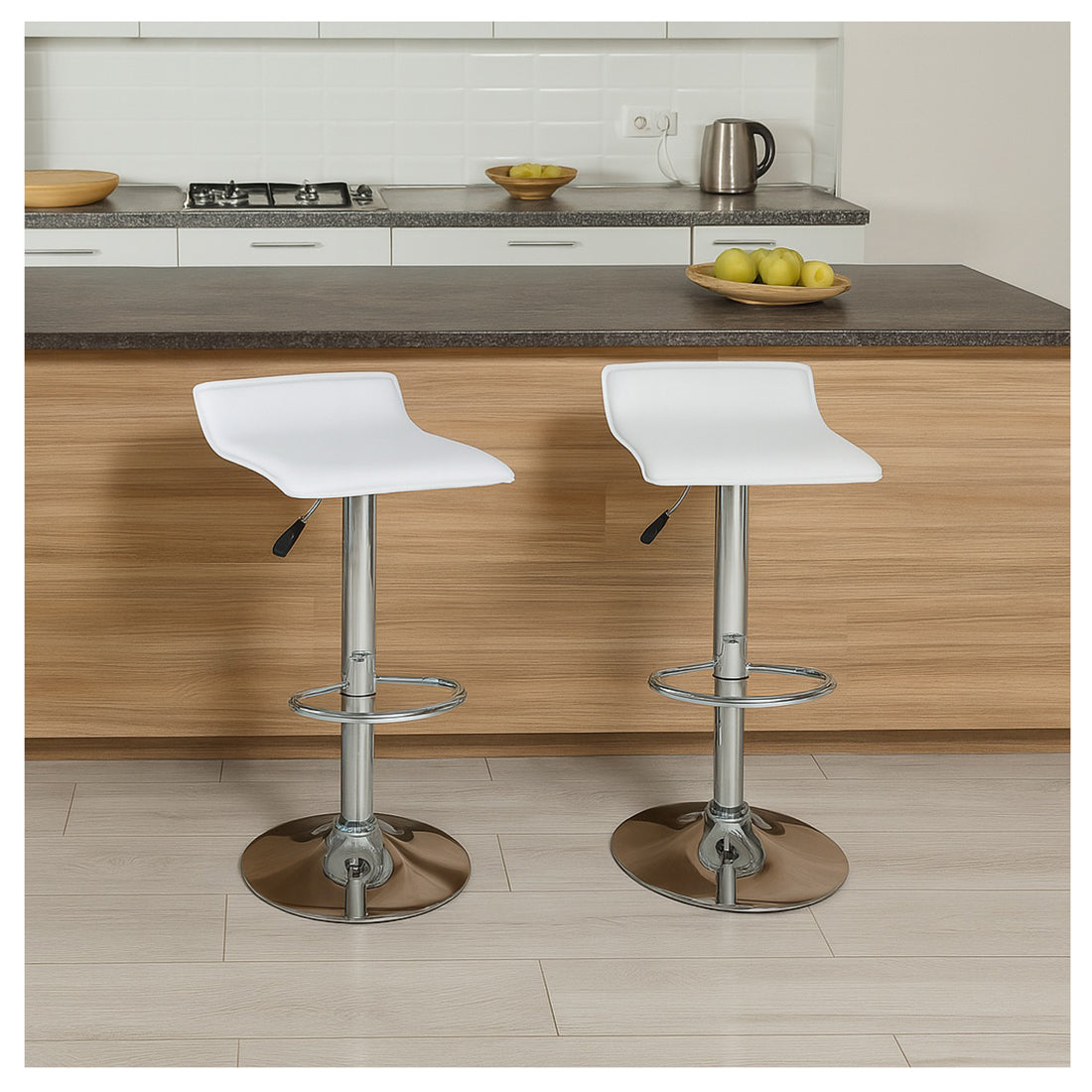 Taburete Acolchado con Altura Ajustable Blanco