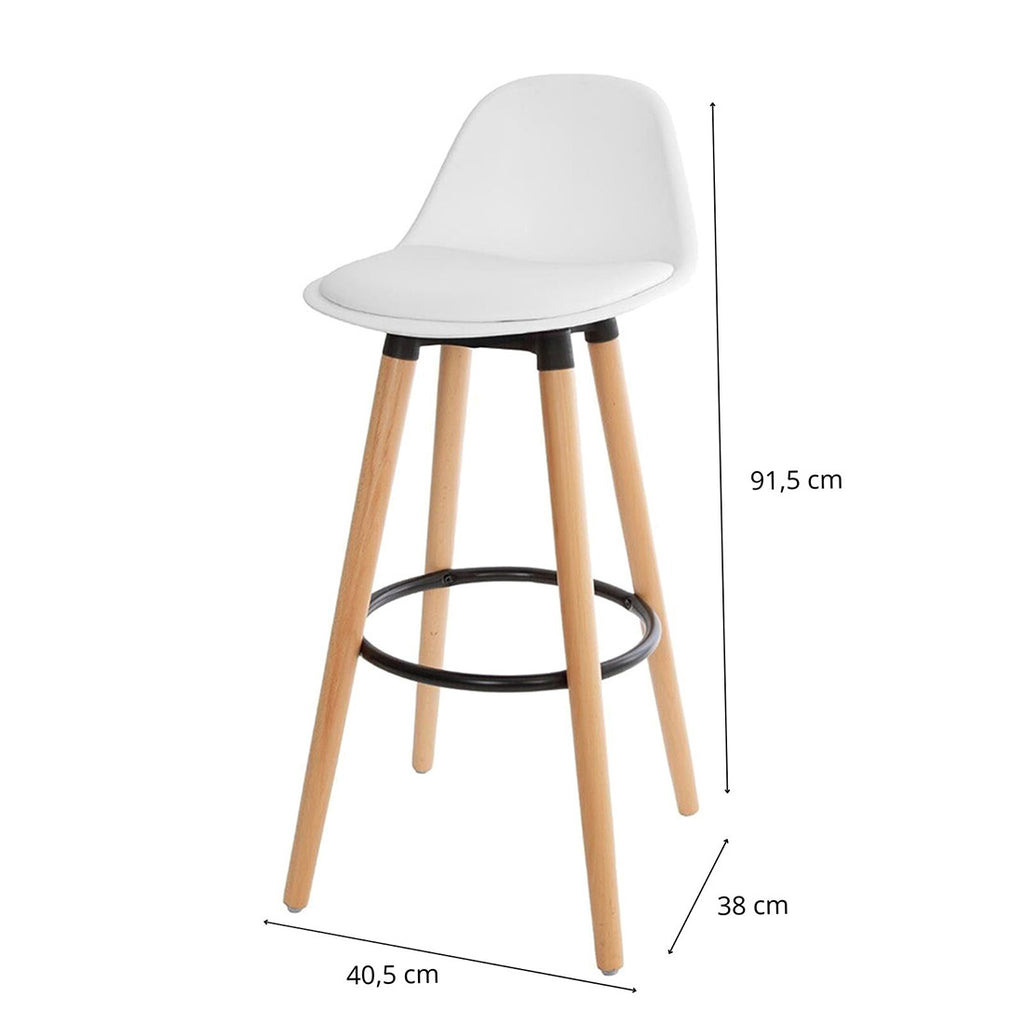 Juego de 2 Taburetes con Respaldo y Reposapiés Blanco