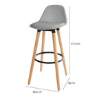 Juego de 2 Taburetes con Respaldo y Reposapiés Gris