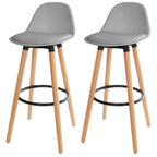 Juego de 2 Taburetes con Respaldo y Reposapiés Gris