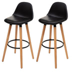 Juego de 2 Taburetes con Respaldo y Reposapiés Negro