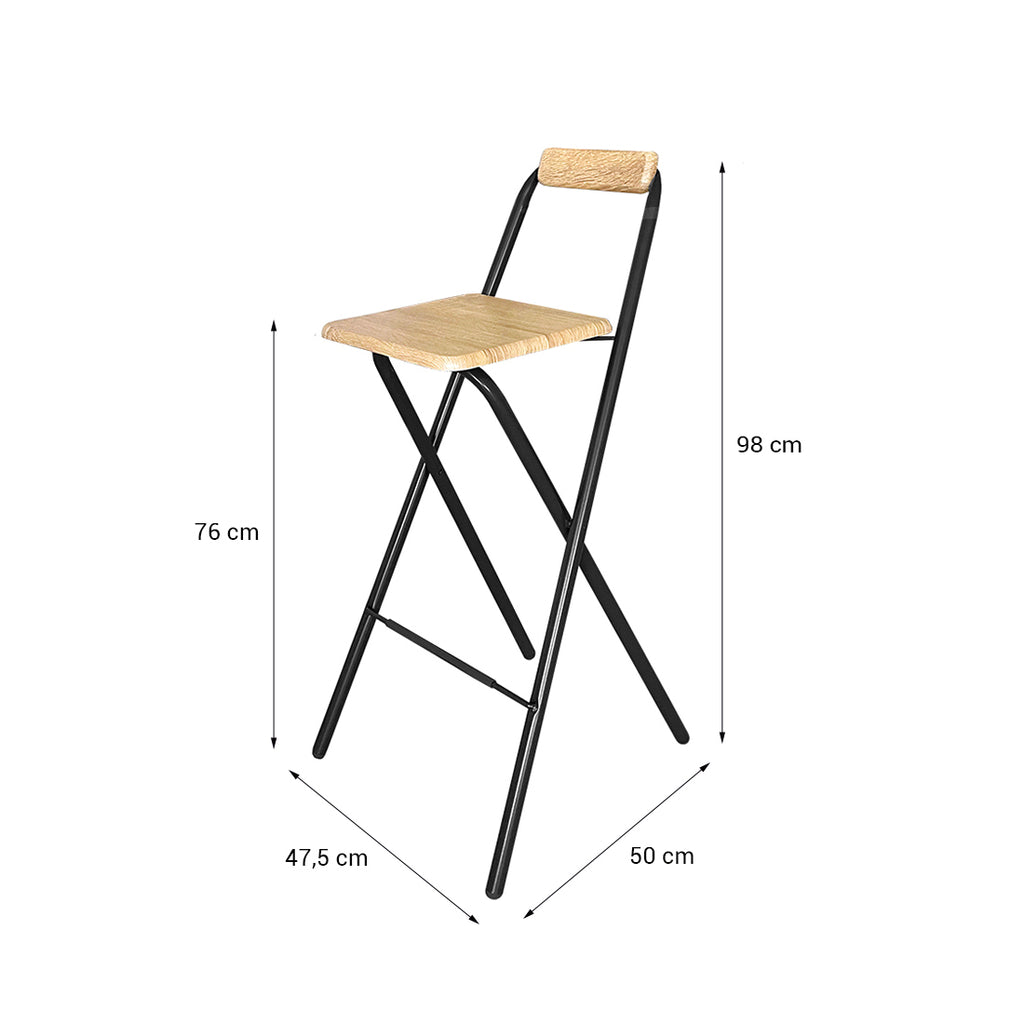 Taburete Plegable de Metal con Reposapiés Natural