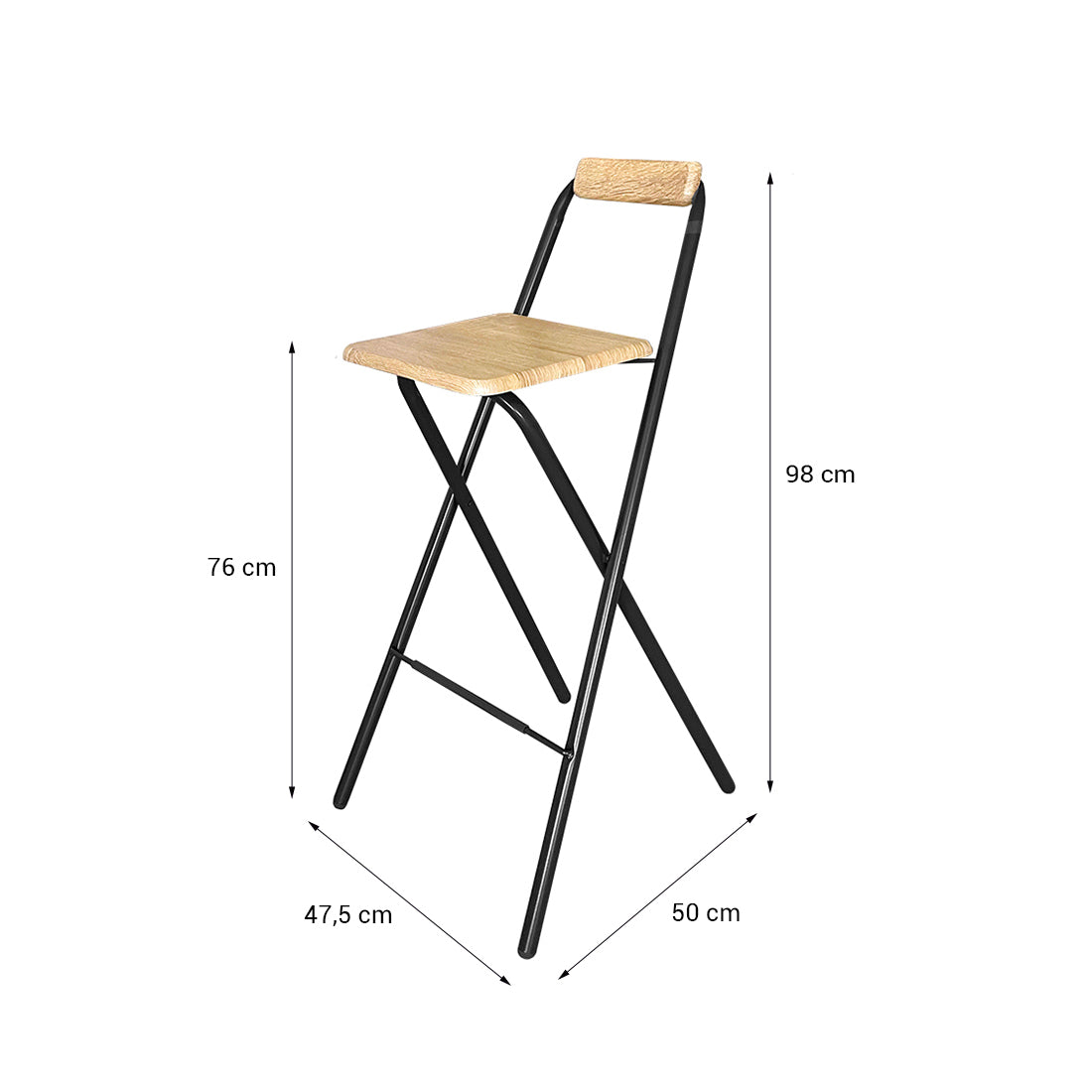 Taburete Plegable de Metal con Reposapiés Natural