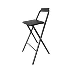 Taburete Plegable de Metal con Reposapiés Negro