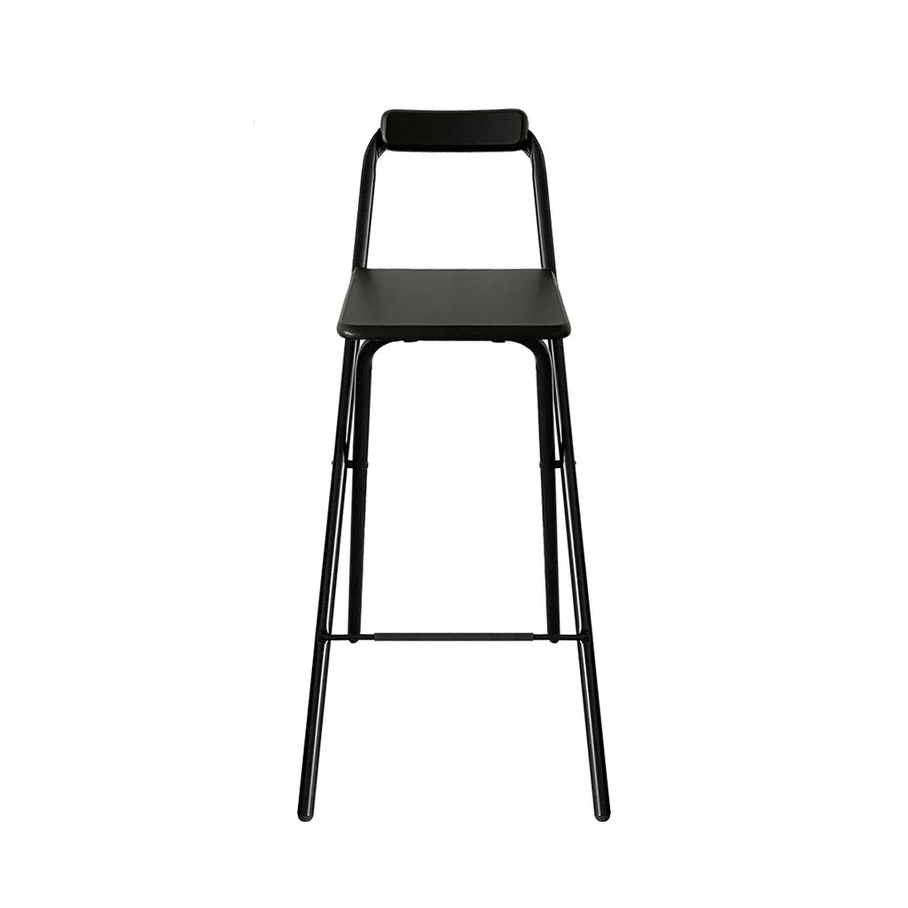 Taburete Plegable de Metal con Reposapiés Negro