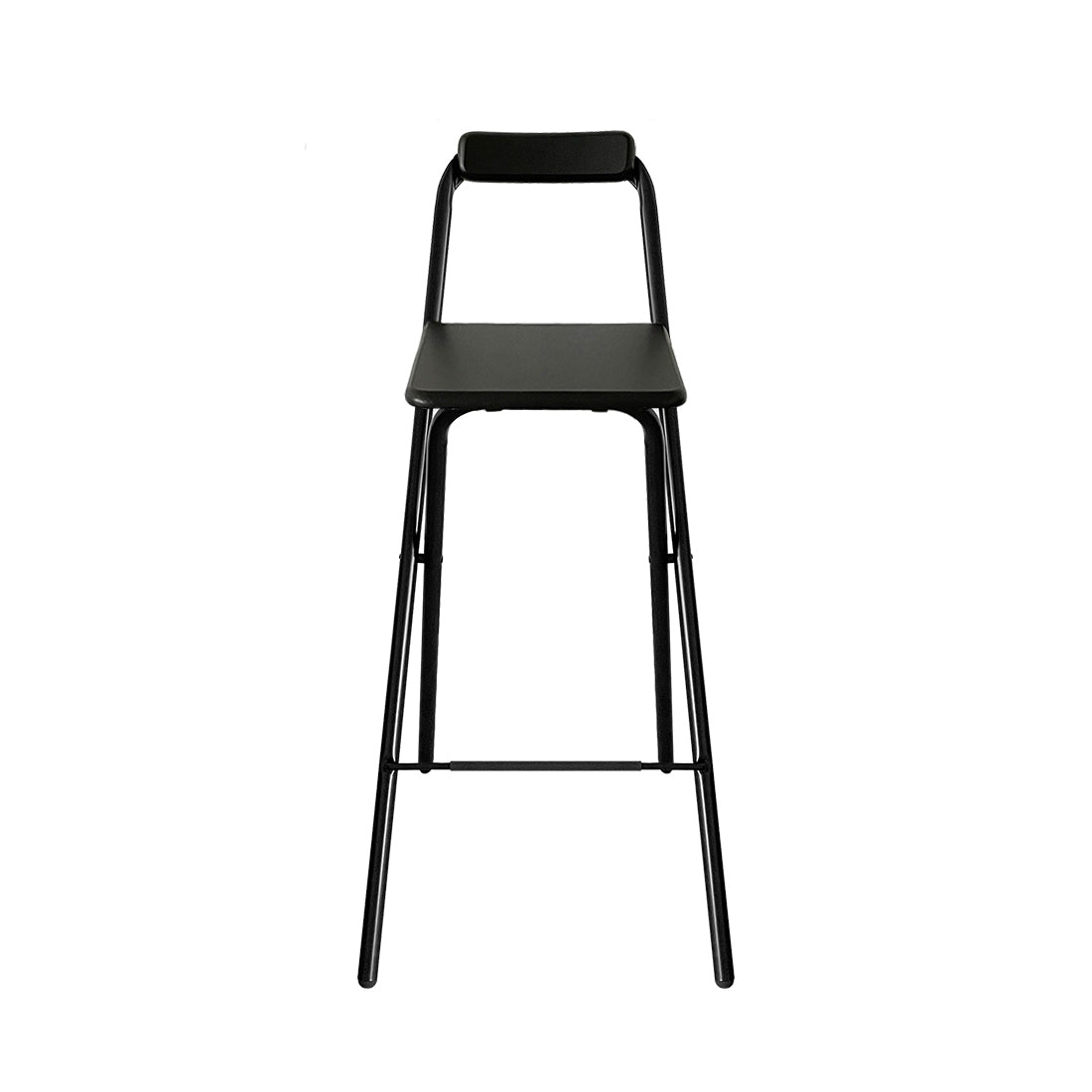 Taburete Plegable de Metal con Reposapiés Negro