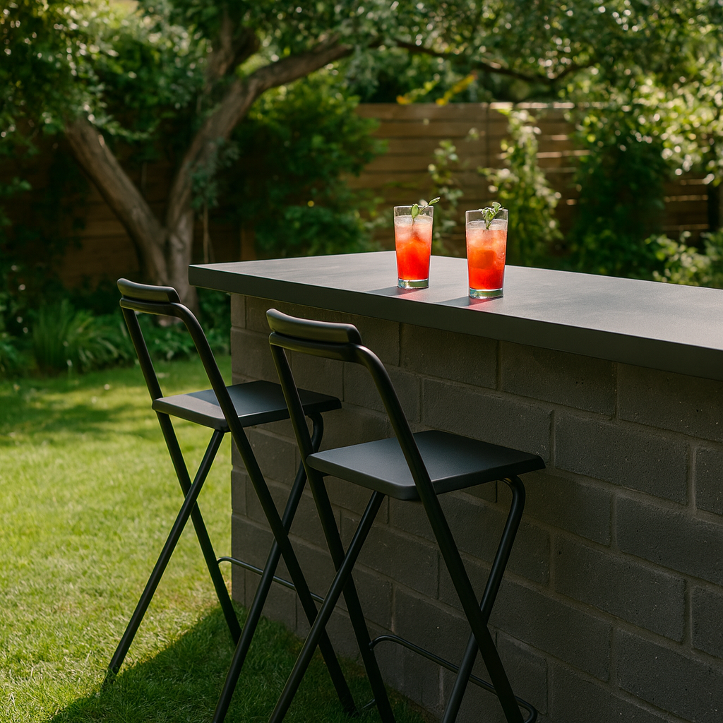 Taburete Plegable de Metal con Reposapiés Negro