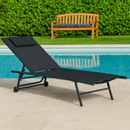 Tumbona con Ruedas Plegable y Reclinable Negro