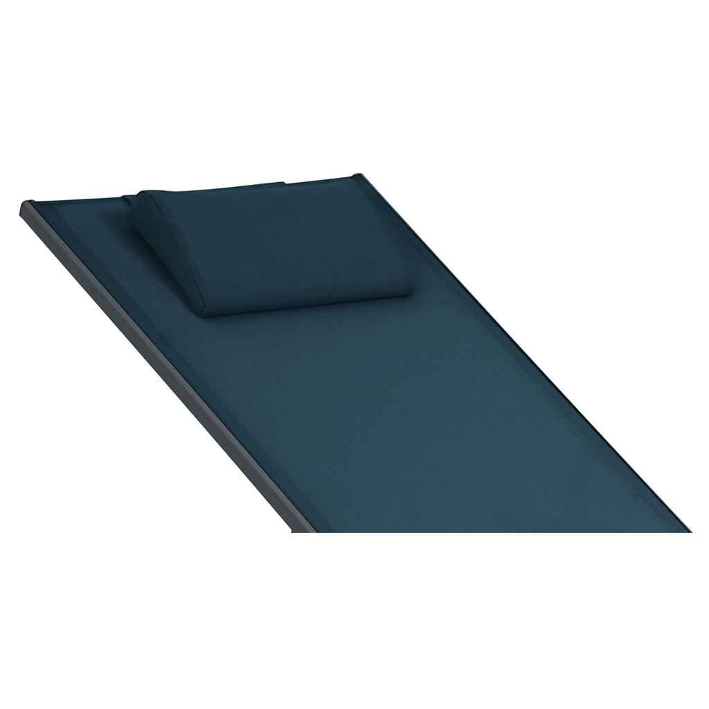 Tumbona con Ruedas Plegable y Reclinable Azul Petróleo