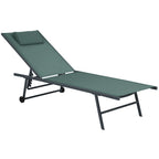 Tumbona con Ruedas Plegable y Reclinable Caqui