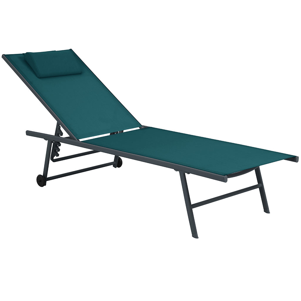 Tumbona con Ruedas Plegable y Reclinable Esmeralda