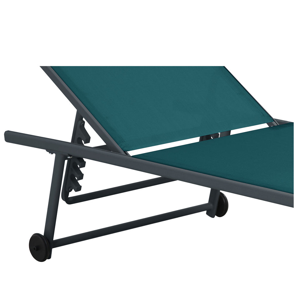 Tumbona con Ruedas Plegable y Reclinable Esmeralda