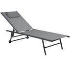 Tumbona con Ruedas Plegable y Reclinable Gris