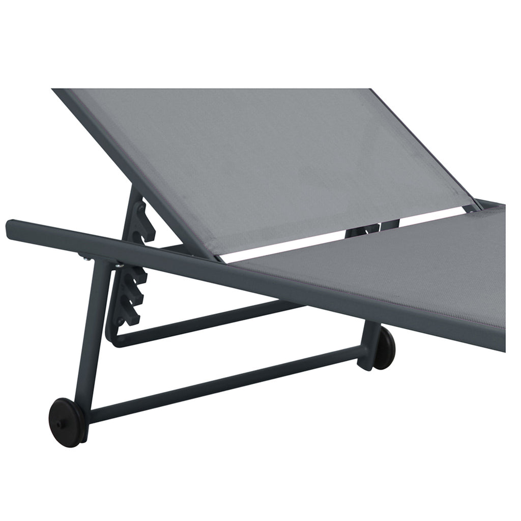 Tumbona con Ruedas Plegable y Reclinable Gris