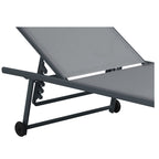Tumbona con Ruedas Plegable y Reclinable Gris
