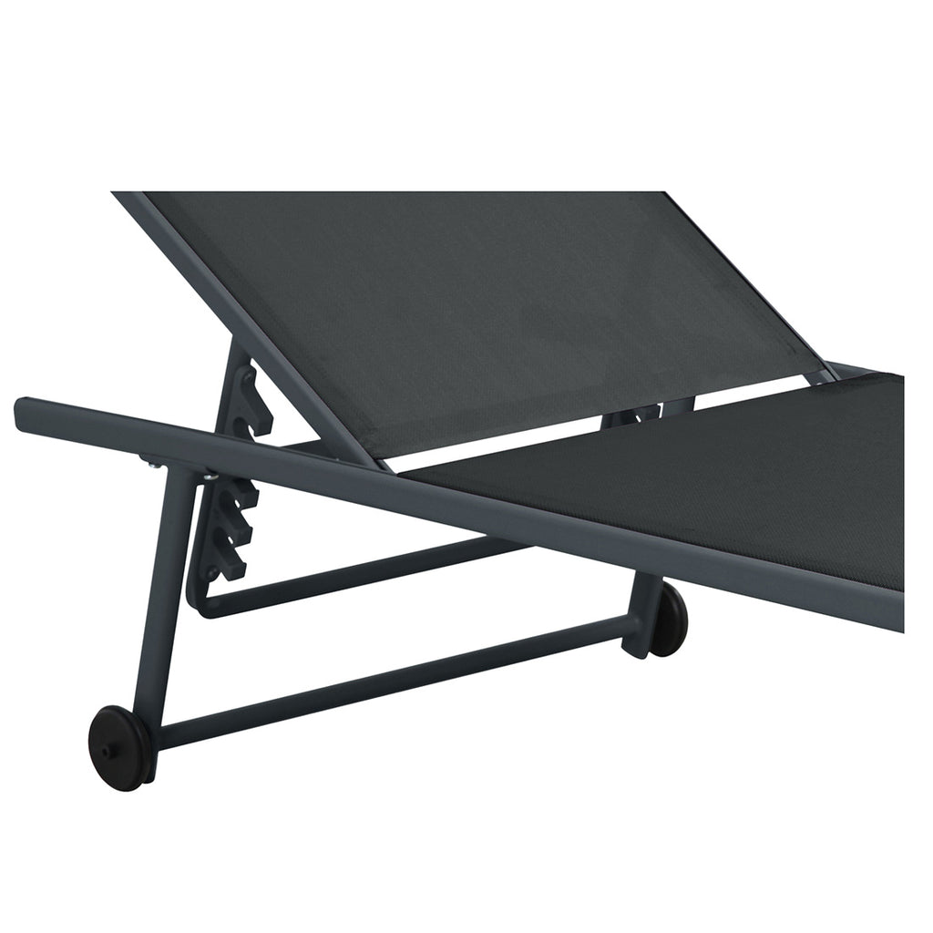 Tumbona con Ruedas Plegable y Reclinable Negro