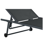 Tumbona con Ruedas Plegable y Reclinable Negro