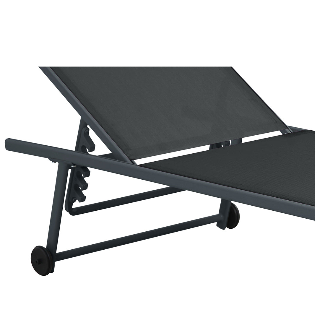 Tumbona con Ruedas Plegable y Reclinable Negro