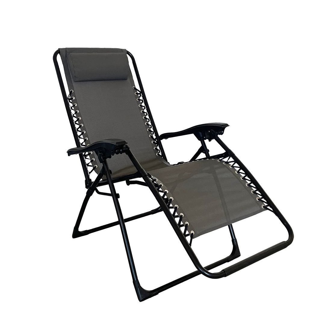 Tumbona de Cuerdas Plegable y Reclinable  112x65x84 cm, Gris