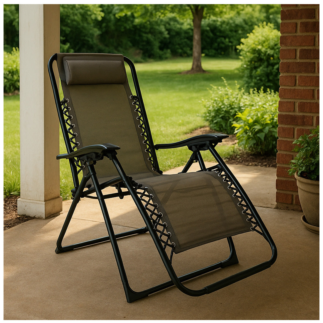 Tumbona de Cuerdas Plegable y Reclinable  112x65x84 cm, Gris