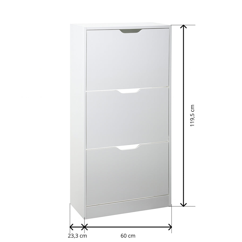 Zapatero 3 Niveles de Madera 119,5X60X23,3 cm Blanco