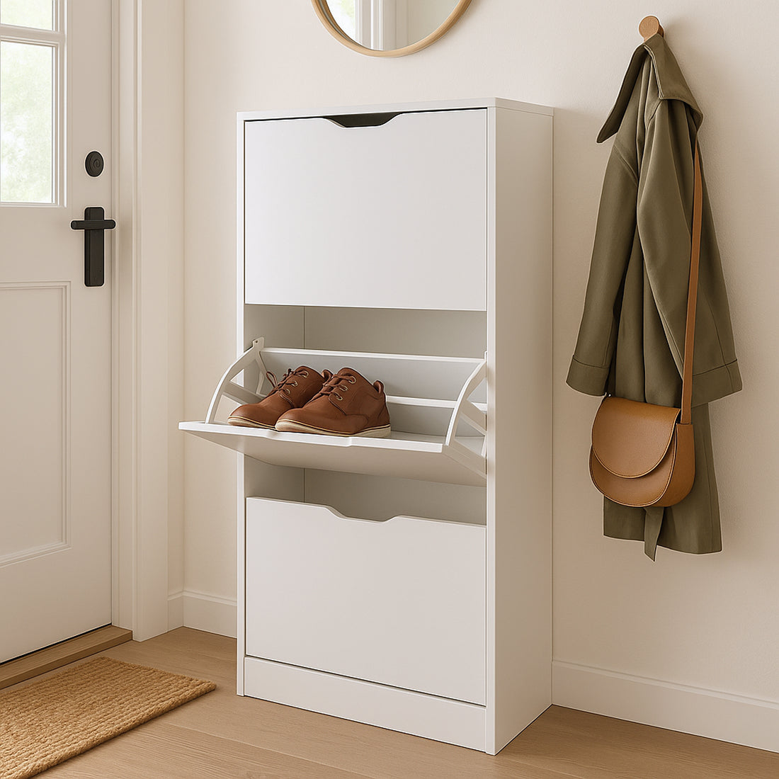 Zapatero 3 Niveles de Madera 119,5X60X23,3 cm Blanco