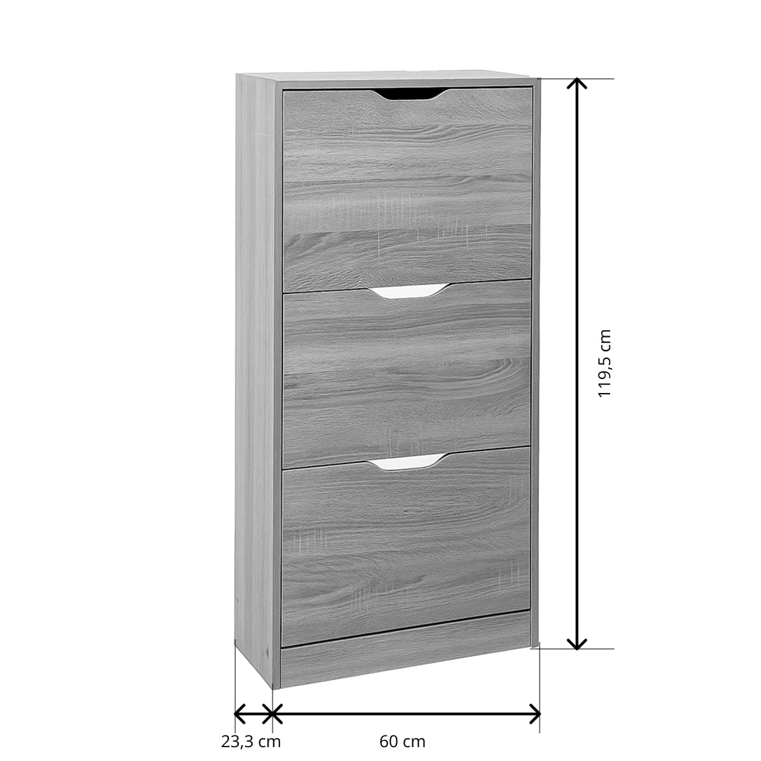 Zapatero 3 Niveles de Madera 119,5X60X23,3 cm Gris