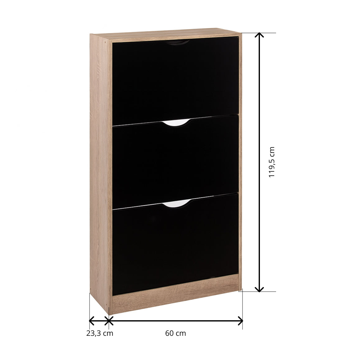 Zapatero 3 Niveles de Madera 119,5X60X23,3 cm Negro