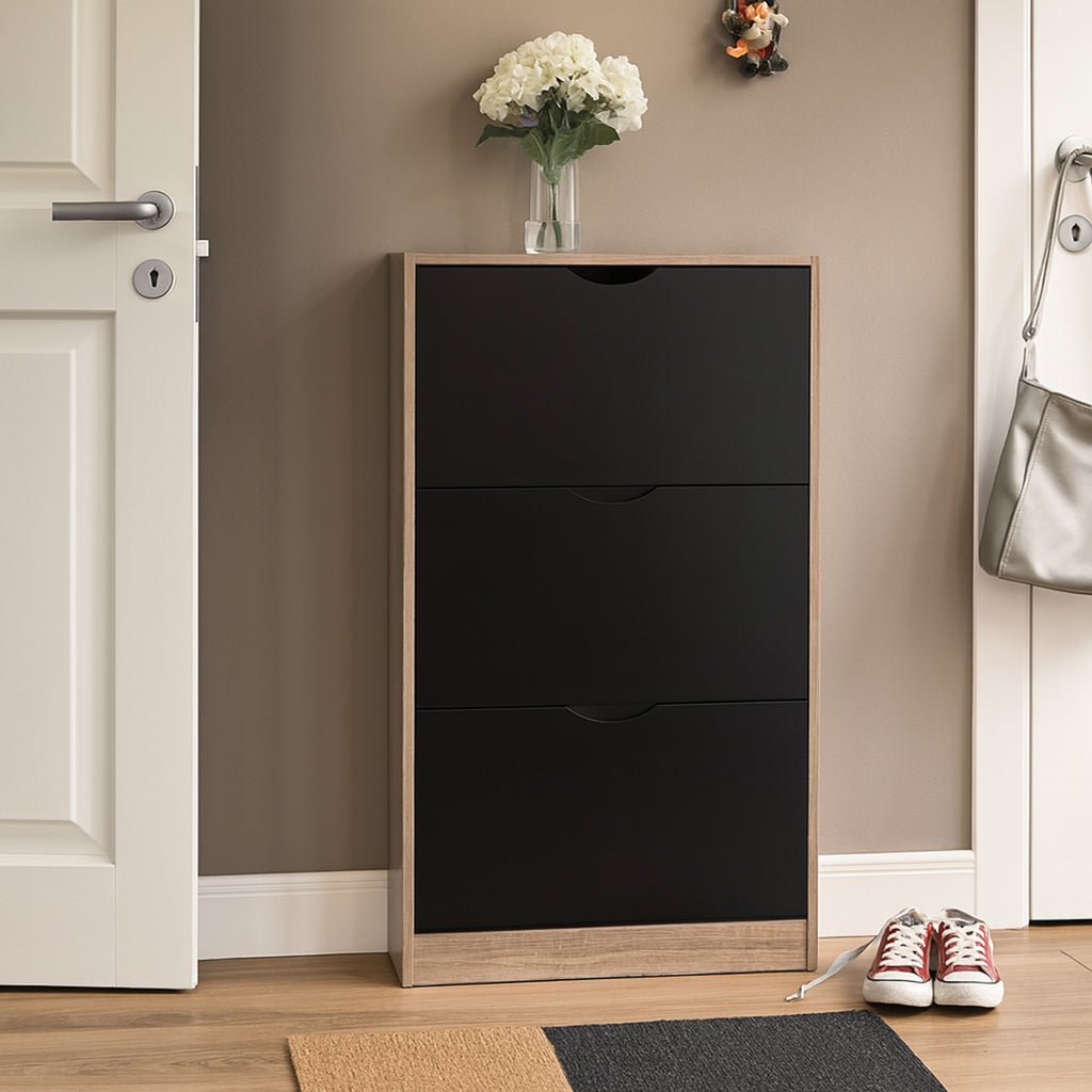 Zapatero 3 Niveles de Madera 119,5X60X23,3 cm Negro